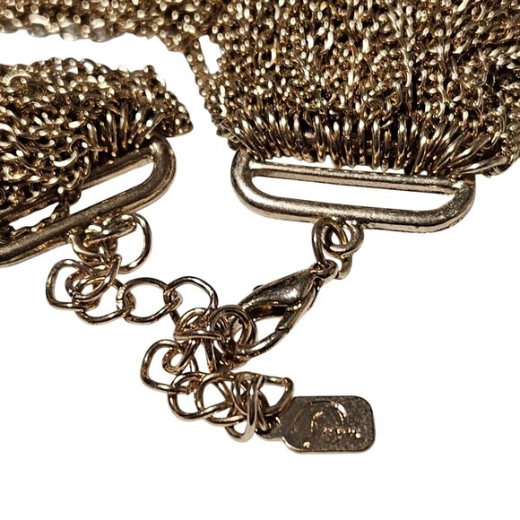 Vintage Gold Tone Chain Necklace Chunky Layered Multi Strand Fashion Jewelry - Picture 2 of 5